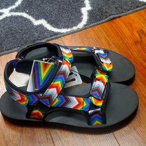 New with tags rainbow chevron sandals